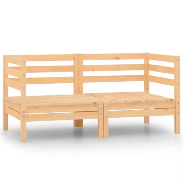 vidaXL Sofás de esquina para jardín 2 uds madera maciza de pino - 1