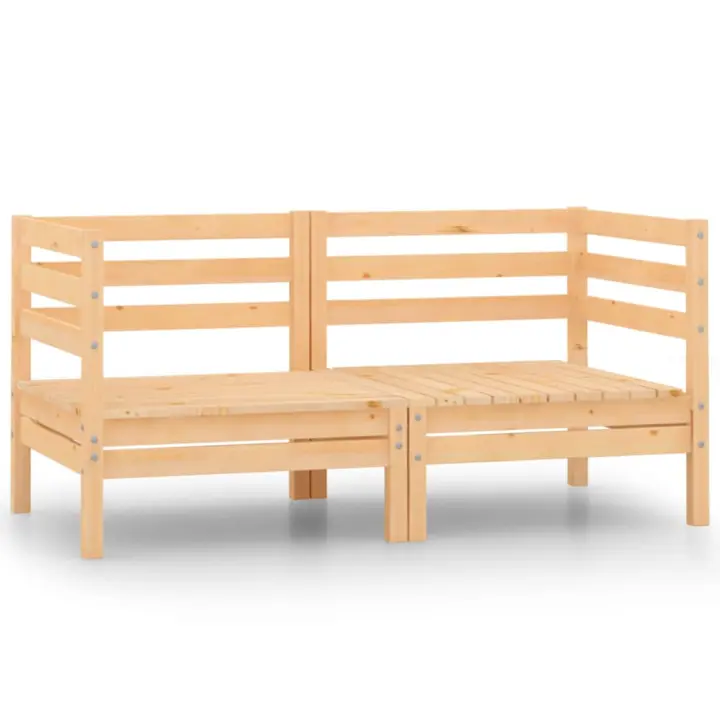vidaXL Sofás de esquina para jardín 2 uds madera maciza de pino - 1