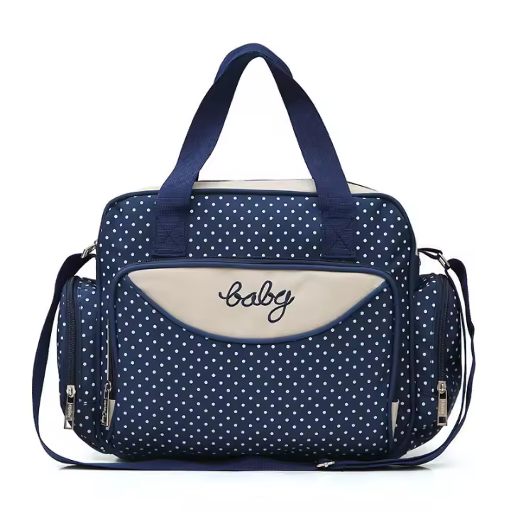 Nuevo estilo de bolso de mamá de gran capacidad en diagonal con lunares de moda, conjunto de cinco piezas para salir, bolso para madre y bebé, bolso de mamá de un solo hombro de mano - 1