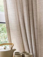 Cortinas De Algodón Y Lino Grueso Estilo Coreano Para Dormitorios Y Salones Translúcidas Con Cobertura Semi-oculta Material 100% Poliéster - details 5