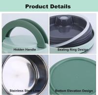Termo de acero inoxidable para alimentos, 1 L, a prueba de fugas, termo para alimentos, recipiente térmico con asa (verde) - details 1