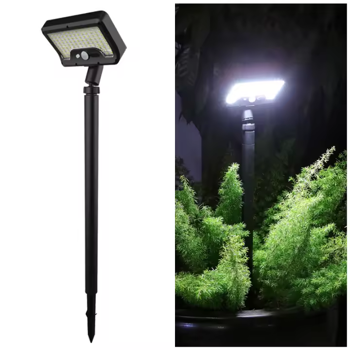 Lámpara De Pared Solar Con 92 LEDs Luz Rotativa De 360° Impermeable Para Jardín Y Camping Con Sensor De Movimiento Y 4 Modos De Iluminación - 1