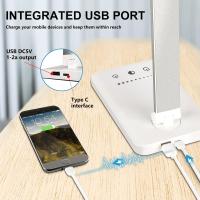 Lámpara de escritorio LED de corona blanca, lámpara de escritorio regulable, lámpara de lectura con puerto de carga USB - details 2