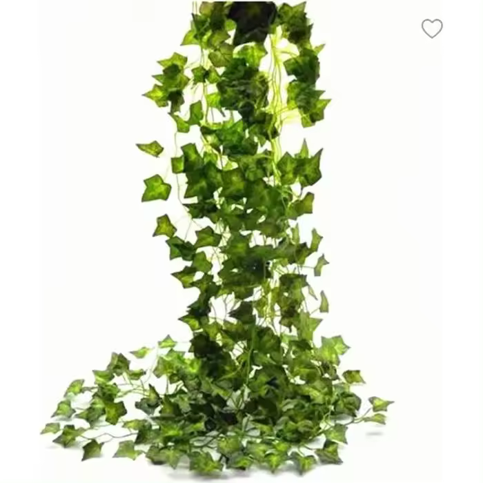 Guirnalda de hojas de hiedra artificiales verdes: decoración para celebraciones, bodas, jardines y Navidad - 1