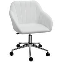 Vinsetto Silla de Oficina Ergonómica Silla de Escritorio Giratoria con Altura Ajustable Respaldo y Reposabrazos de Piel Sintética Carga 120 kg 60x59x79-89 cm Blanco - details 0