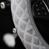 Cubierta De Volante Automotriz De Seda Hielo Transpirable Para Coche Tela De Malla Ajuste Para 14.5-15 Pulgadas Sin Anillo Interno - details 13