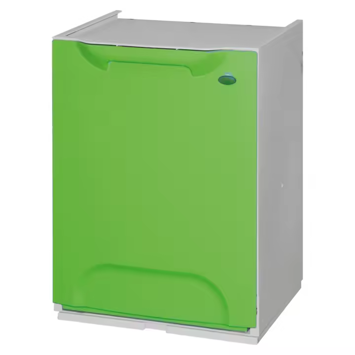 Papelera reciclaje en polipropileno color verde, con depósito 20 L en el interior - 1