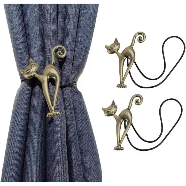 Creative Cat Alzapaños magnéticos para Cortinas, Juego de 2 soportes para Cortinas, Zapatos para sujetar Cortinas, alzapaños para Decoración del Hogar, oficina, hotel, Retro Bronce - 1