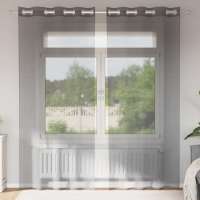 vidaXL Cortinas de gasa con ojales 2 uds negro140x225 cm en color Negro/Blanco/Tuquesa y más | protección solar decorativa para ventanas hogar oficina dormitorio fácil de instalar - details 5