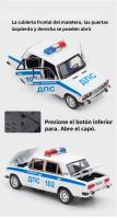 Modelo De Coche De Policía Lada 2106 a Escala 1/24 En Aleación De Metal Con Función De Retroceso Y Simulación De Luz Y Sonido Regalos Para Niños Vehículos De Metal Para Juguete - details 4
