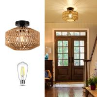 Lámpara De Techo De Rotura E27 Con Luz LED Tejida a Mano Para Decoración Moderna De Hogar Habitación Dormitorio Sala De Estar - details 1