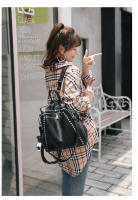 Mochila De Cuero Genuino Para Mujer Lujo Con Hebilla Multifuncional Bolso De Hombro Retro Para Viaje Y Escuela Moda Para Niña Adolescente Negro - details 15
