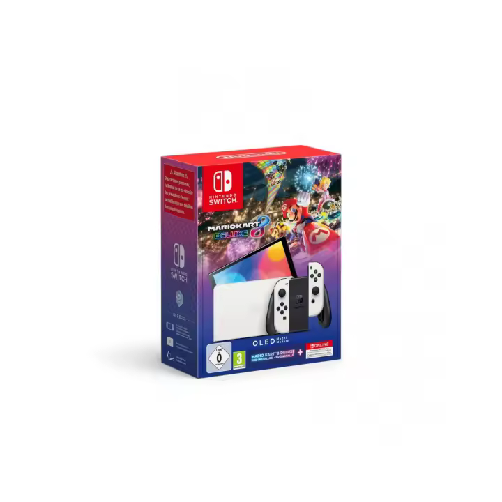 Nintendo Switch Consola OLED Blanca + Mario Kart 8 Deluxe + 12 meses NSO - 1
