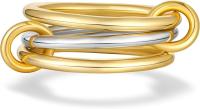 Anillo de eslabones entrelazados en oro bañado, con circonitas y múltiples elementos bicolor - details 12