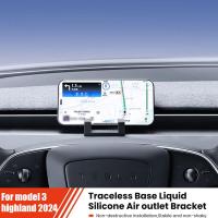 Soporte Antideslizante Para Teléfono Móvil En Tablero Para Tesla Model 3 Highland 2024 Clip Para Ventilador Del Coche Negro Material De Silicona - details 0
