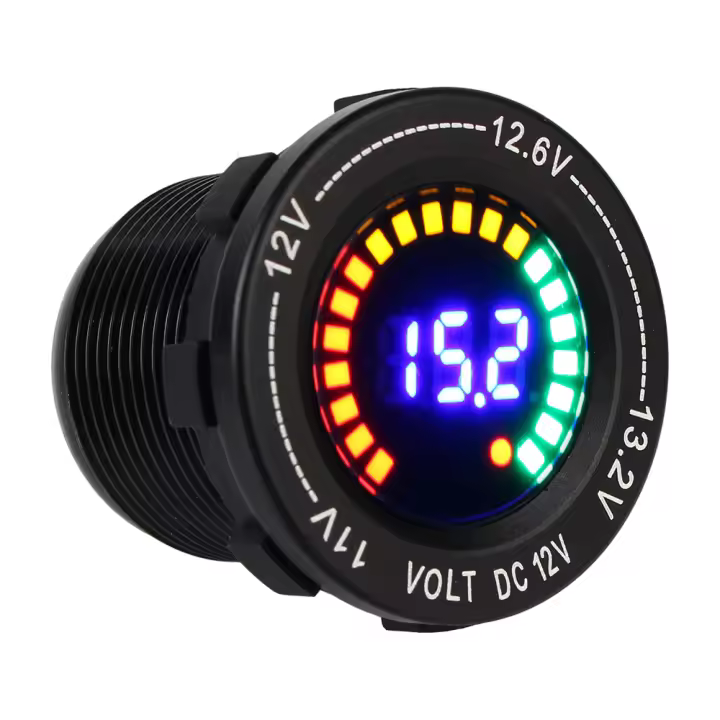 Voltímetro LED De Aluminio Para Motocicleta Y Automóvil Con Pantalla Digital Colorida DC 12V Universal Para Toyota Honda Nissan Y Más - 1