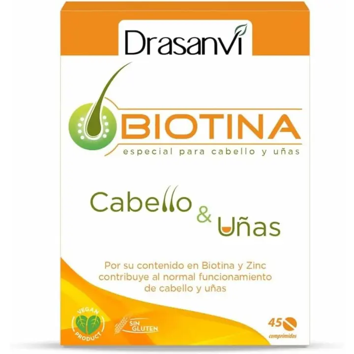 Drasanvi Biotina  Vitamina H, Hierro y Zinc  Cabello y uñas saludables  Refuerza la queratina y combate problemas capilares - 1