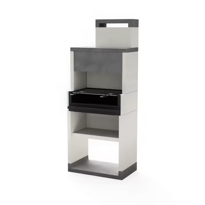 TUOZI - Barbacoa de Obra para Leña y Carbón Modelo VENIT FLEX PLUS HOTTE [F] (Gris/Blanco - 78 x 47 x 197 cm) REF: T00131 - 1