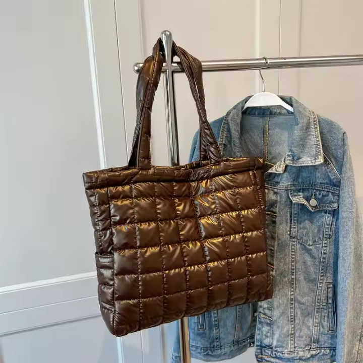 Bolso de hombro para mujer, Bolsa de diseño de lujo, Gran capacidad, Asa superior, acolchado - 1