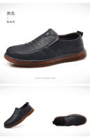Zapatos Casuales Para Hombre De Cuero De Alta Calidad Mano Lazos Cómodos Transpirables Para Caminar Loafers Slip-on Para Conducir - details 10