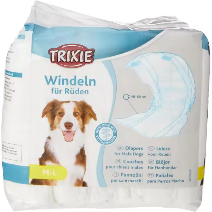 Trixie pañales para perros macho  Talla M–L: 46–60 cm, 12 uds. - 1