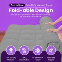 Grey Double Bed Mattress Topper Extra Deep 10CM – Extra Thick (4 Inches) Bed Topper 1000GSM for UK Standard Double Beds, Hypoallergenic, Breathable & Ultra Soft with Elastic Straps (137 X 190CM) - details 4