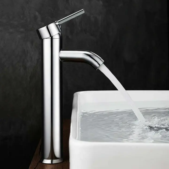 Grifo de lavabo, baño con mezclador de lavabo alto para lavabo o lavabo de baño, grifo mezclador de lavabo ajustable en frío y calor - 1