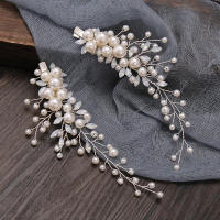 2 Pcs Tiara De Perlas Y Cristales En Color Plata Clips Para El Cabello Accesorios De Boda Para Mujeres Peinado De Fiesta - details 5