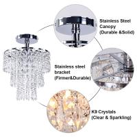 Lámpara De Techo De Cristal Con 3 Capas Y Diamantes Punzantes E27 Luces De Decoración Para Sala De Estar Y Dormitorio Fuente De Energía: Acción De Corriente - details 6