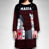 Vestido Hipster Anabel Lee Mujer | Rayas Marineras Algodón Corazones | Maxi Print "Creen en la Magia" - details 5