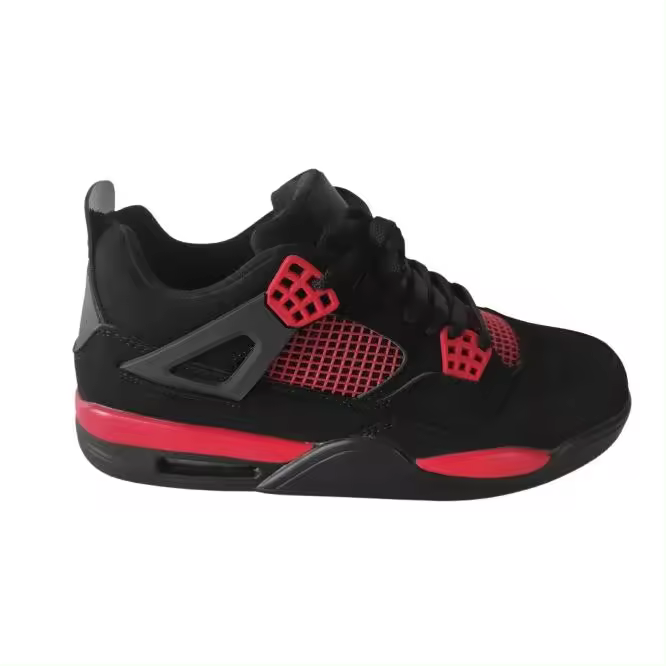 Mº007 NEGRO-ROJO MARCA PERVERSA BASKET zapatillas de skate clásicas retro 4 para hombre, zapatillas deportivas de baloncesto, zapatillas informales para correr y caminar, - 1