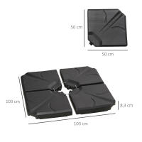 Outsunny Base para Sombrilla de 4 Piezas Soporte para Parasol Rellenable con Arena 72 kg o Agua 56 kg para Jardín Patio Terraza Negro - details 2