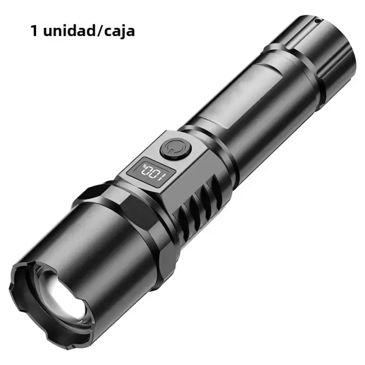 Linterna LED Recargable USB Multifuncional Con Zoom Telescópico Y Luz Brillante Para Exteriores Impermeable - 1