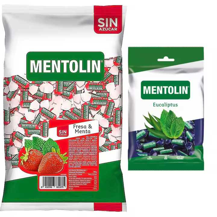 Mentolín caramelos duros fresa menta s/a bolsa 1kg y de regalo eucaliptus 150g - 1