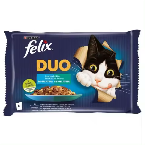 Felix Duo Festín Del Mar En Gelatina Para Gatos 4 X 85 Gr - 1