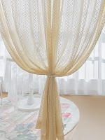 Cortina Japonesa De Tulle Transparente Con Diseño Geométrico Y Crochet Patrón Vacío Para Decoración Del Hogar Con Bolso De Percha - details 7
