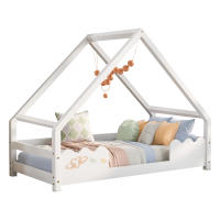 Cama casita cama infantil 90x200cm con protección anticaídas cama de juego cama juvenil madera maciza en color blanco - details 2