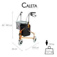 Mobiclinic Modelo Caleta Andador para adultos Marca Española para mayores minusválidos o ancianos de acero ligero plegable con cesta y 3 ruedas Color Verde - details 0