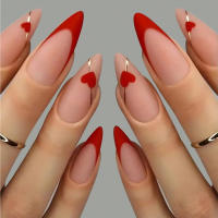24pcs Uñas Postizas Largas Almendra Blancas Estilo Francés Detalladas Tiras Adhesivas De Uñas Postizas ABS Para Fiesta - details 4