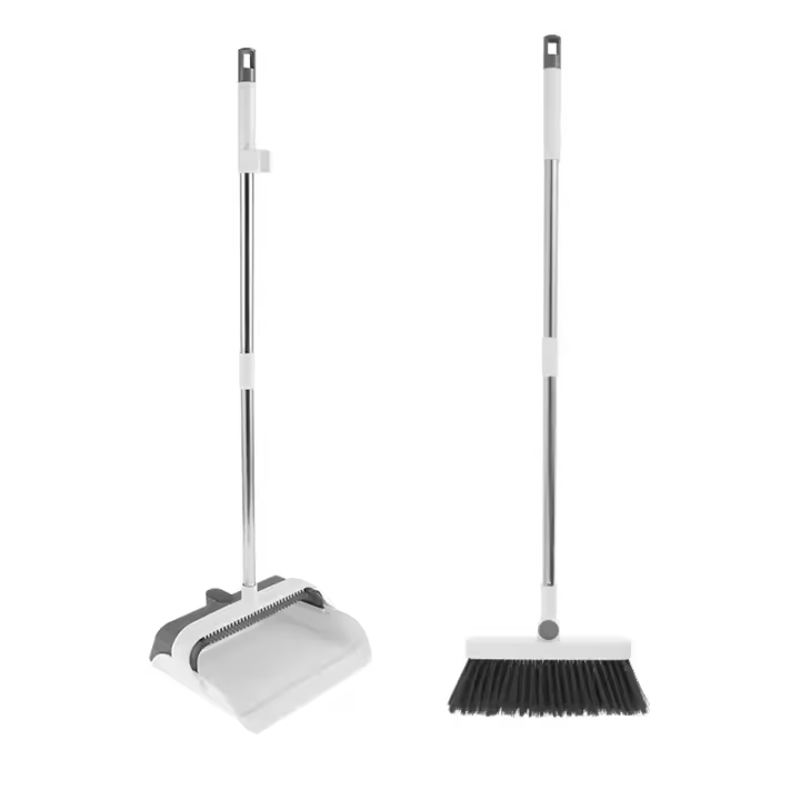 Juego De Limpieza Broom Foldabl Y Escoba Con Púa Doble Cara Y Dientes De Peine Rotación De 180° Uso Portátil Para Cocina Y Piso Eliminación De Pelo De Mascotas - 1