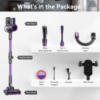 POWEART N700 Aspirador de escoba sin cable potente 33000Pa aspirador inalámbrico, cepillo de luz LED, pantalla táctil LCD, 1,3 L 8 en 1 con 2, para hogar, suelos, alfombras, pelo de mascotas, sofá, coches - details 0