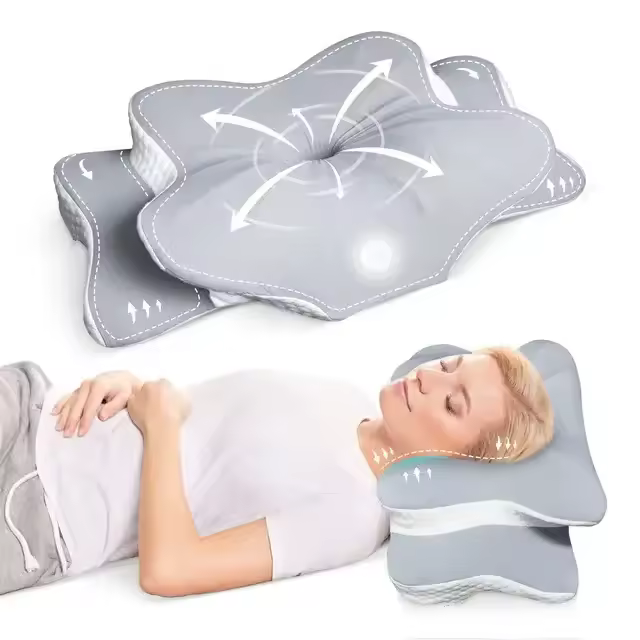 Almohada Ortopédica De Memoria Para El Cuello Con Forma Ergonómica Almohada Para Dorsal Lateral Y Estomacal Para Aliviar El Dolor De Cuello - 1