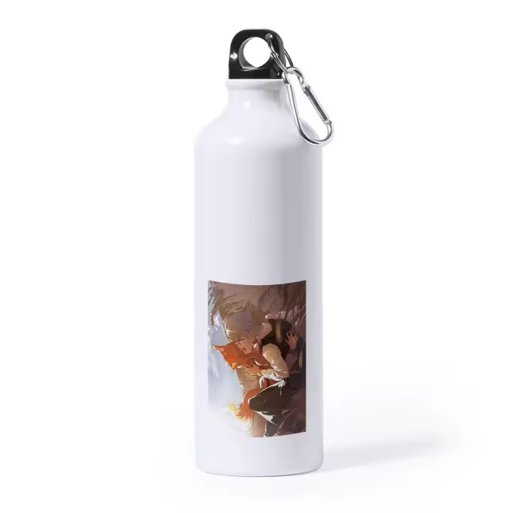 MERCHANDMANIA BIDON GRANDE 800 ML ACERO INOXIDABLE Merchant Meets the Wise Wolf deporte deportivo con mosqueton botella - 1
