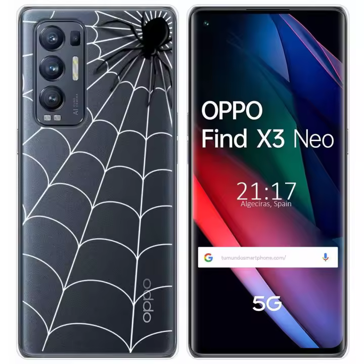 Tumundosmartphone Funda Gel Transparente para Oppo Find X3 Neo 5G diseño Araña Dibujos - 1