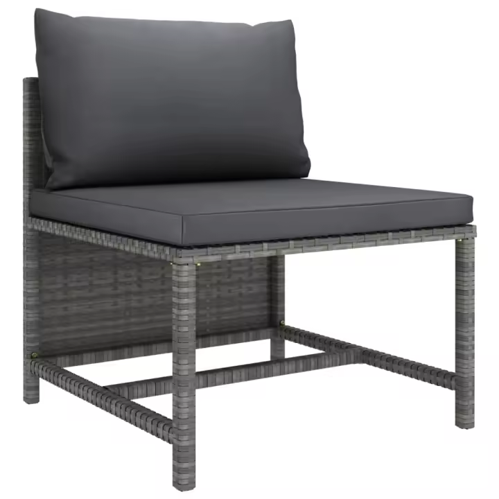 vidaXL Set de sofás de jardín 3 piezas y cojines ratán sintético Gris, Negro, Conjunto Terraza Muebles Jardín Exterior Juego de Muebles de jardín Mueble Jardín Exterior Muebles de Salon Exterior - 1
