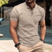 Camiseta De Algodón Para Hombre Con Collar Henry Y Manga Corta Estilo Casual Slim Fit Tees Cómodas Para Uso Diario Con Botones Basicas Tops Para Primavera Y Verano - details 7