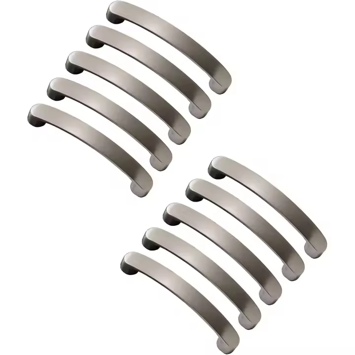 Juego de 10 Tiradores de Níquel cepillado para muebles, Tiradores de Aluminio para cajas de Cocina (de Centro a Centro 96mm) - 1