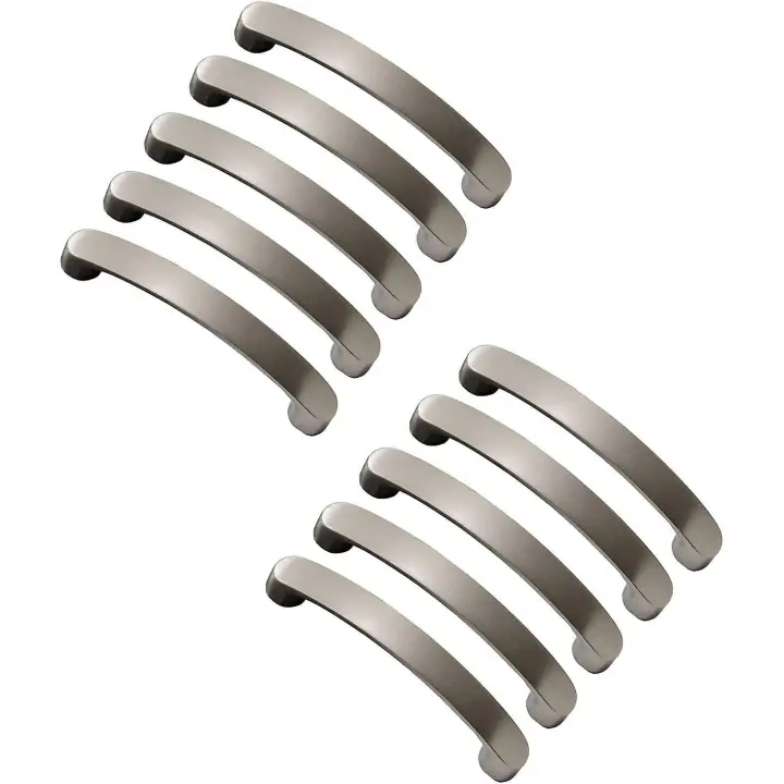 Juego de 10 Tiradores de Níquel cepillado para muebles, Tiradores de Aluminio para cajas de Cocina (de Centro a Centro 96mm) - 1