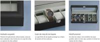 SONGMICS Caja de Relojes con 6 Compartimentos, Estuche de Relojes con Tapa de Cristal, Cojín Extraíble, Cierre Metálico, Regalo, Cuero Sintético Negro y Forro Gris Verdoso/Cuero Sintético Marrón y Forro Marrón/Cuero Sintético Negro y Forro Negro - details 2