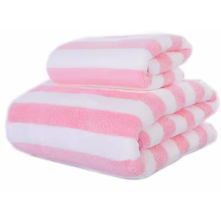 Juego de toallas de baño de coral de terciopelo Toalla de playa de secado rápido Juego de 2 piezas de color rosa claro - 1